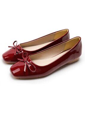 Comfortable Women's Casual Foldable Ballet Flats - Square Toe Ballerina Shoes